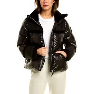 Mackage MIYA lustrous light down jacket with shearling trim MEDIUM